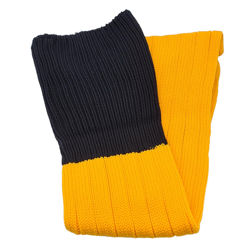 Contrast Top Football Rugby Premium Socks - Made In UK - AMBER/BLACK - JUNIOR ( UK 13-5)