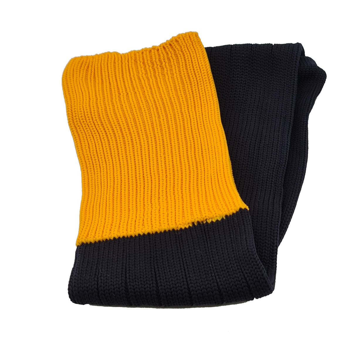 Contrast Top Football Rugby Premium Socks - Made In UK - BLACK/AMBER - MENS ( UK 6-8)