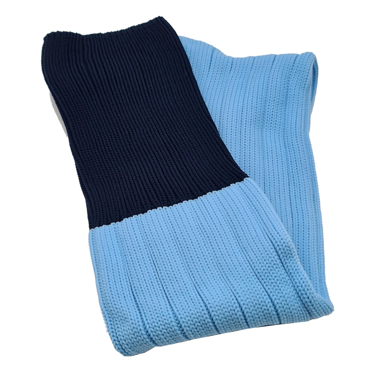 Contrast Top Football Rugby Premium Socks - Made In UK - SKY/NAVY - MENS ( UK 6-8)