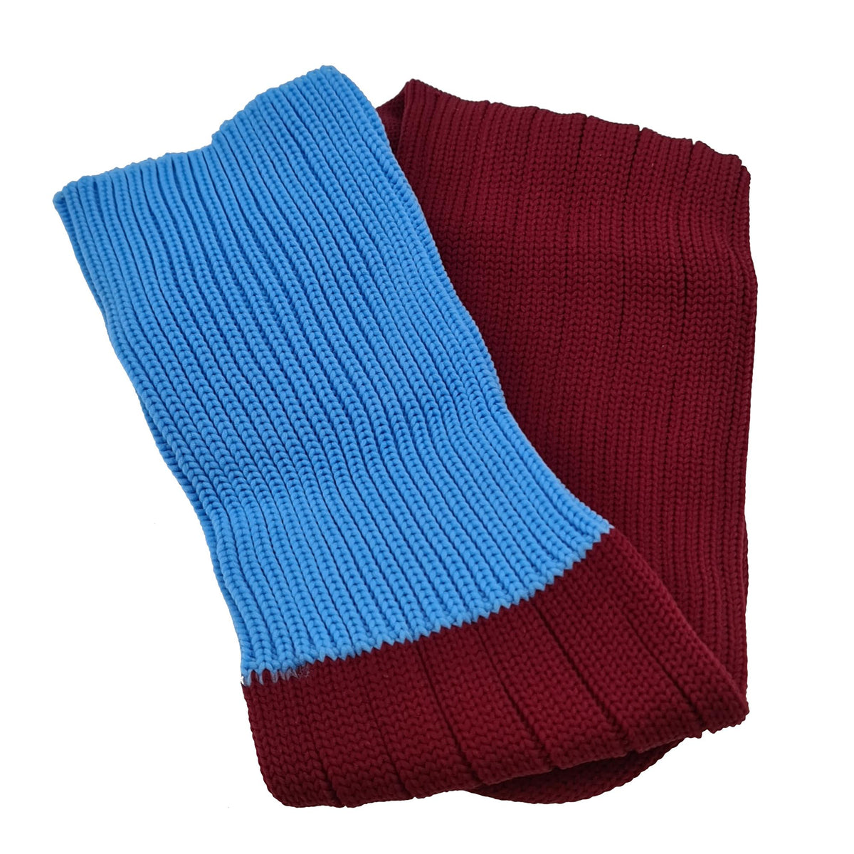 Contrast Top Football Rugby Premium Socks - Made In UK - CLARET/BLUE - JUNIOR ( UK 13-5)