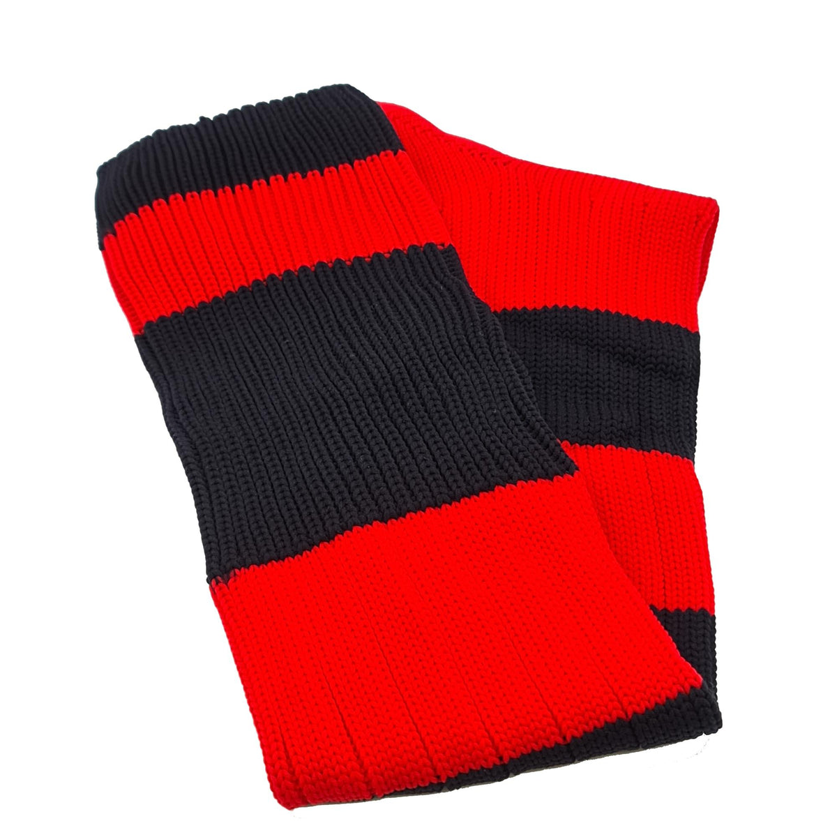 Big Stripes Football Rugby Premium Socks - Made In UK - RED/BLACK - MENS ( UK 6-8)