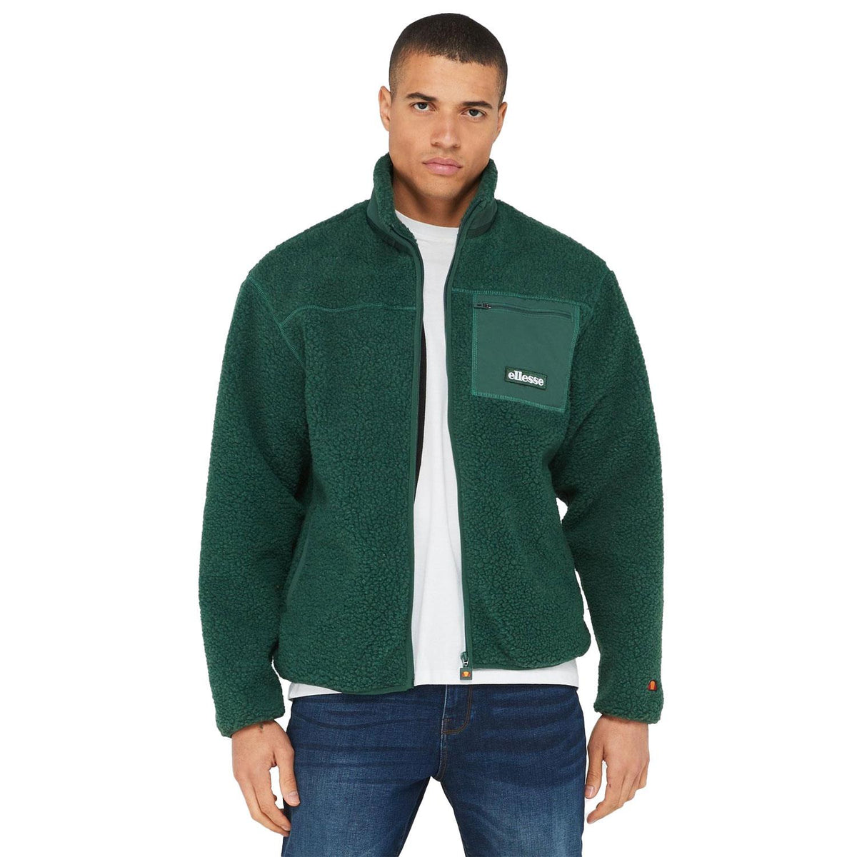Ellesse Mens Este Full Zip Fleece Track Jacket SHT19021 - Green