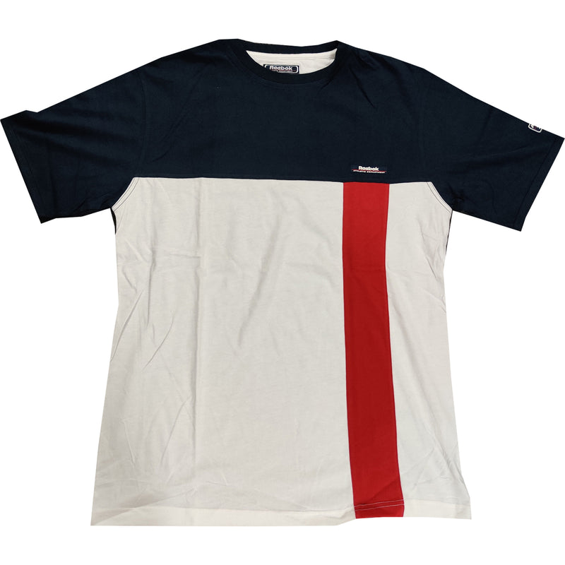 Reebok Mens Clearance Navy Contrast Bar T-Shirt - Medium