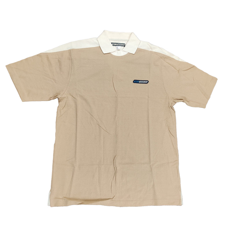 Reebok Mens Clearance Beige Contrast Collar T-Shirt - Medium