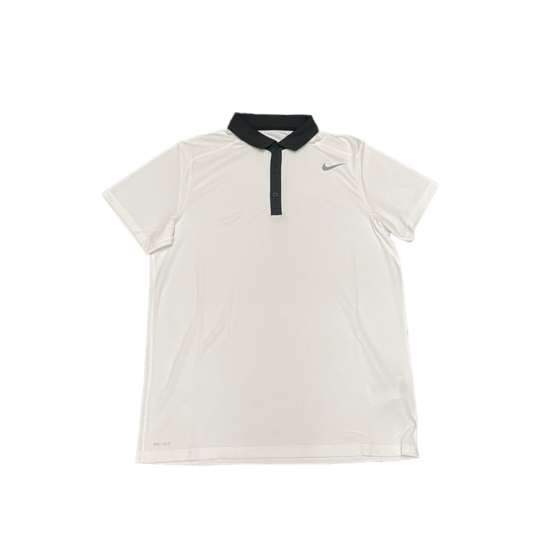 Nike Mens Dri-Fit Swoosh Collared Polo Shirt - White/Black