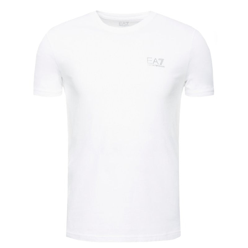 Emporio Armani EA7 Mens 8NPT51 Short Sleeve Small Metallic Logo T-Shirt - White