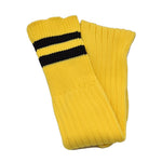 Double Stripe Football Rugby Premium Socks - Made In UK - YELLOW/BLACK - JUNIOR ( UK 13-5)