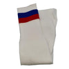 Double Stripe Football Rugby Premium Socks - Made In UK - WHITE/RED/ROYAL - MENS ( UK 6-8)