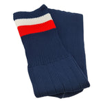 Double Stripe Football Rugby Premium Socks - Made In UK - NAVY/WHITE/RED - MENS ( UK 6-8)