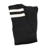 Double Stripe Football Rugby Premium Socks - Made In UK - BLACK/WHITE - MENS ( UK 6-8)