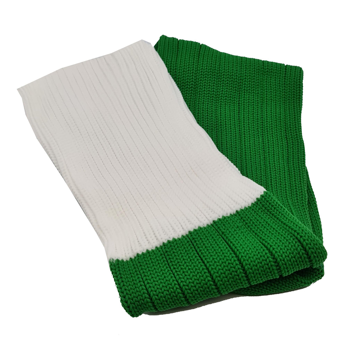 Contrast Top Football Rugby Premium Socks - Made In UK - GREEN/WHITE - MENS ( UK 6-8)
