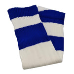 Big Stripes Football Rugby Premium Socks - Made In UK - WHITE/BLUE - MENS ( UK 6-8)