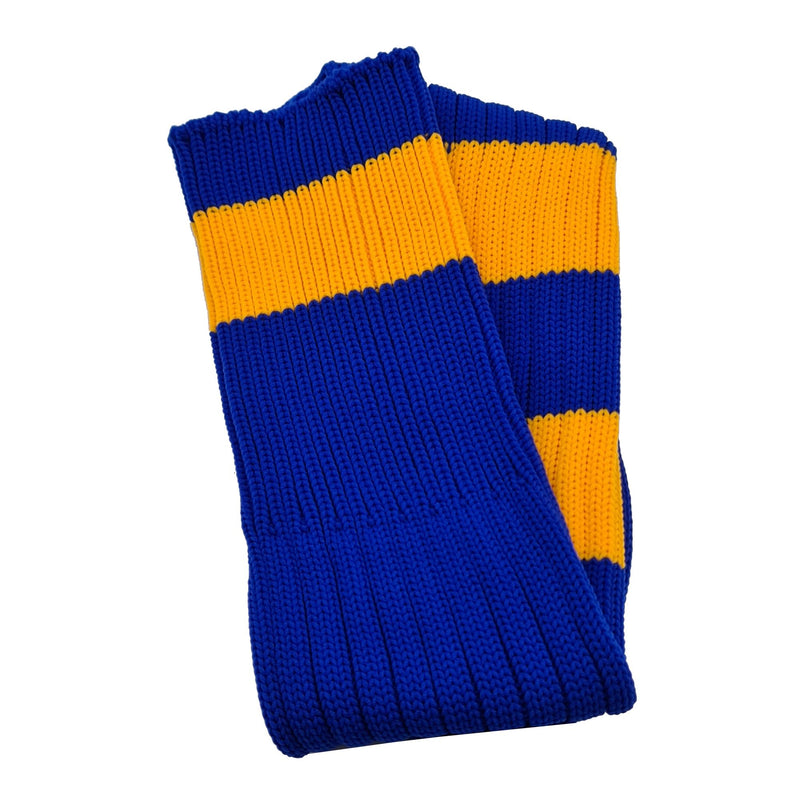 Big Stripes Football Rugby Premium Socks - Made In UK - ROYAL/YELLOW - JUNIOR ( UK 13-5)