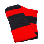 Big Stripes Football Rugby Premium Socks - Made In UK - RED/BLACK - MENS ( UK 6-8)
