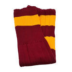 Big Stripes Football Rugby Premium Socks - Made In UK - BURGUNDY/YELLOW - MENS ( UK 9-12)