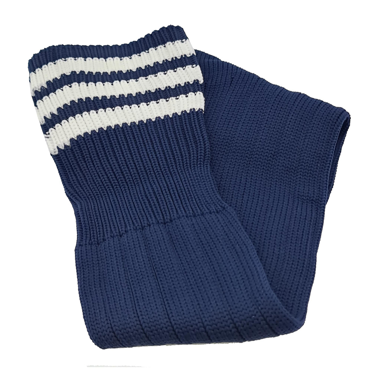 Three Stripes Football Rugby Premium Socks - Made In UK - MIDNIGHT BLUE/WHITE - JUNIOR ( UK 13-5)
