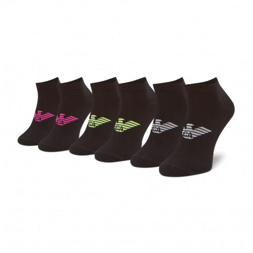 Emporio Armani Underwear Mens 3-Pack Cotton Logo Ankle Socks - 1P234 300008