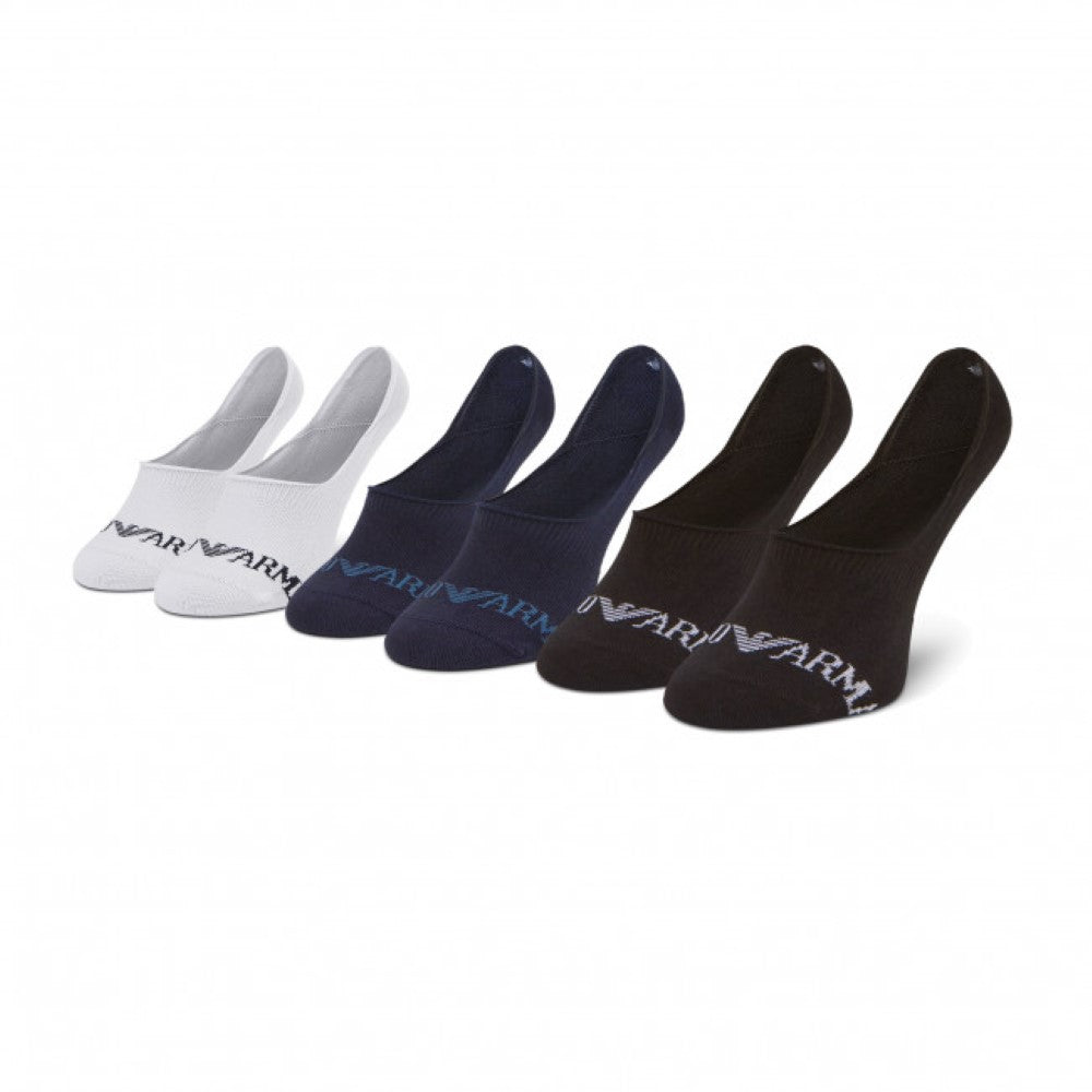 Emporio Armani Underwear Mens 3-Pack Cotton Stretch Invisible Crew Socks - 1P254 306227