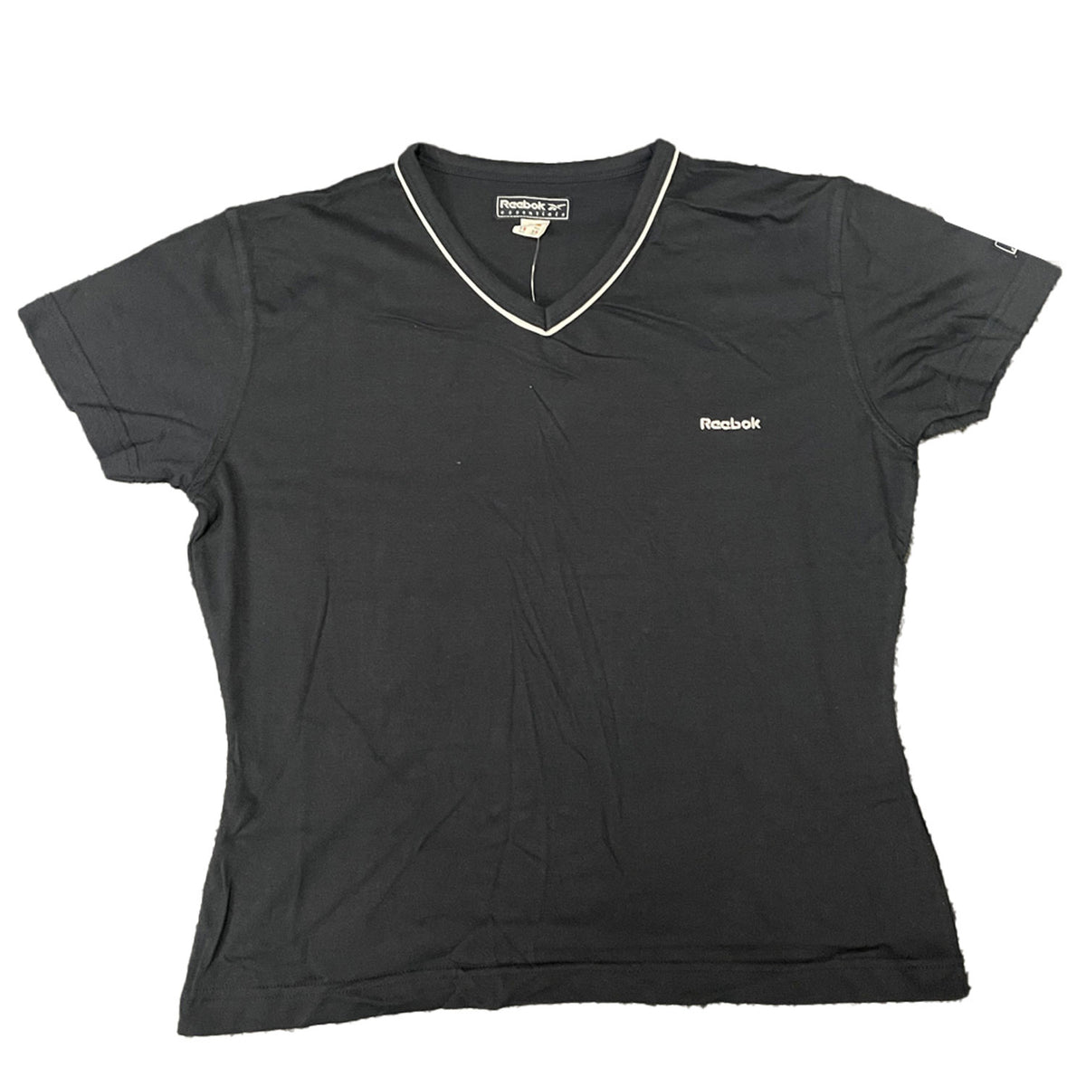 Reebok Womens Small Logo V-Neck T-Shirt - Navy - UK Size 12