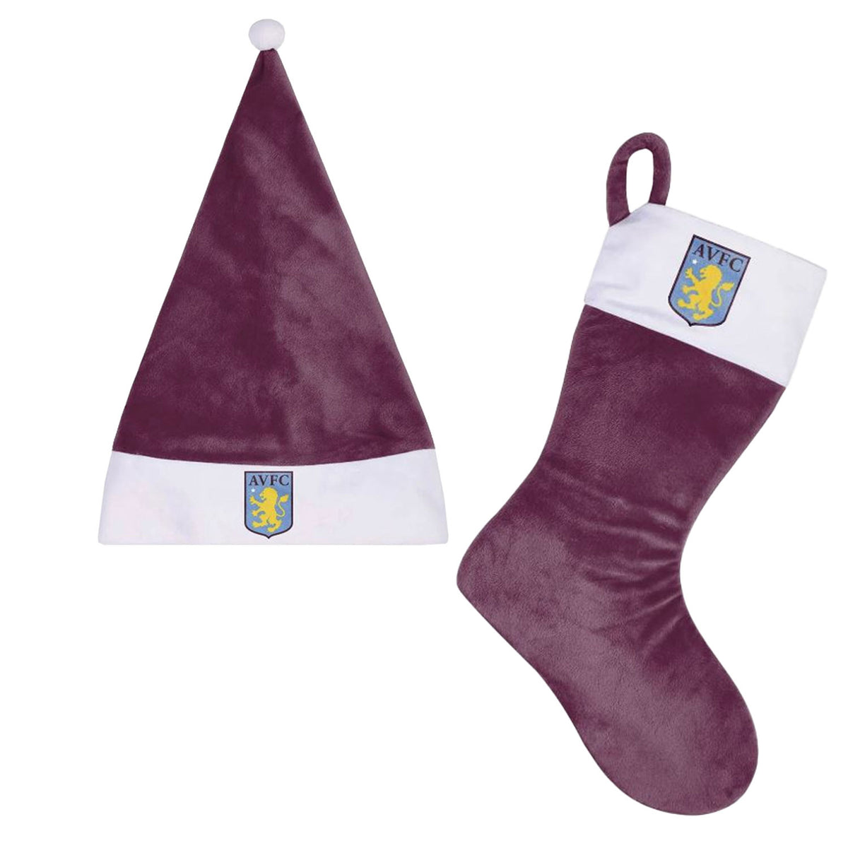 Aston Villa FC Santa Hat & Christmas Stocking Set 